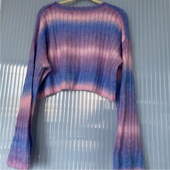 CIDER Wool-blend Gradient Striped Bell Sleeve Sweater - Picture 7 of 7